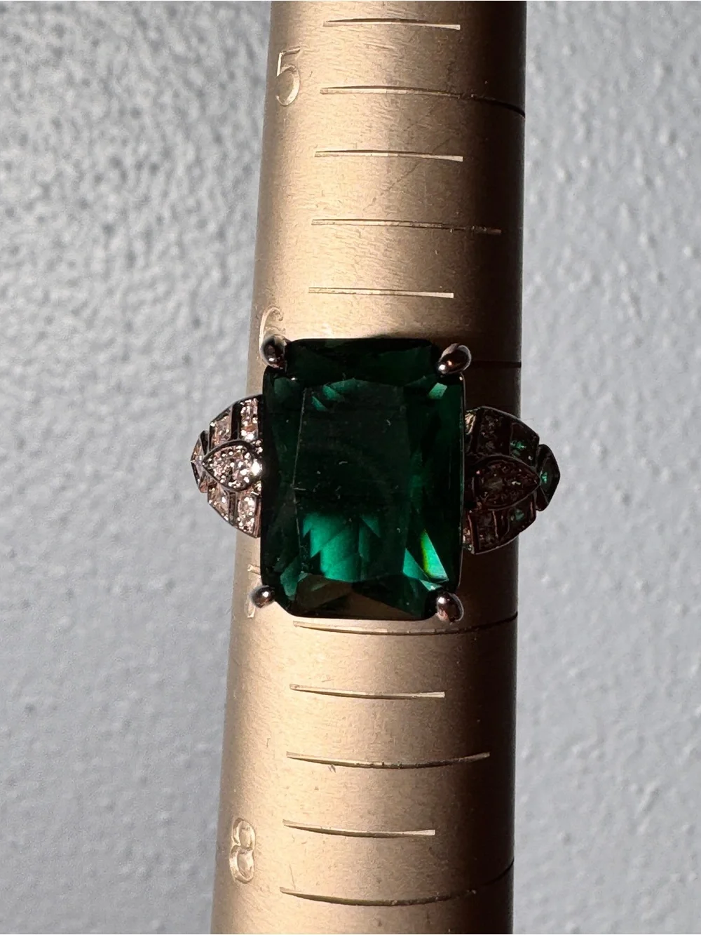 Emerald Green Statement Ring - Size 6.5